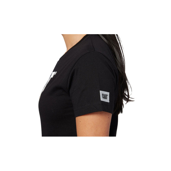 Caterpillar Trademark Logo T-shirts Dames Zwart  Belgie |  KOJNZ-5287