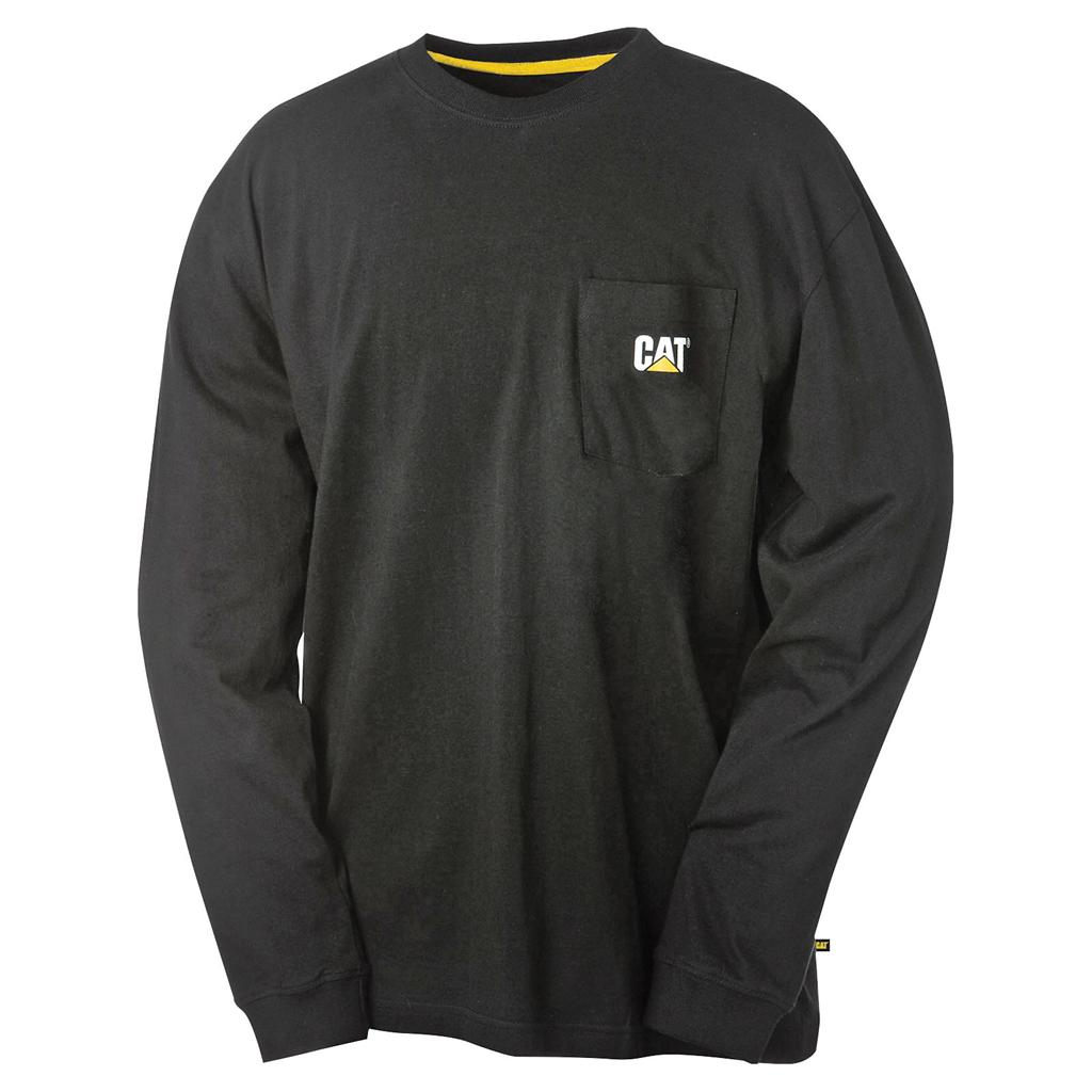 Caterpillar Trademark Pocket Long Sleeve T-Shirts Heren Zwart  Belgie |  EDMLQ-3176