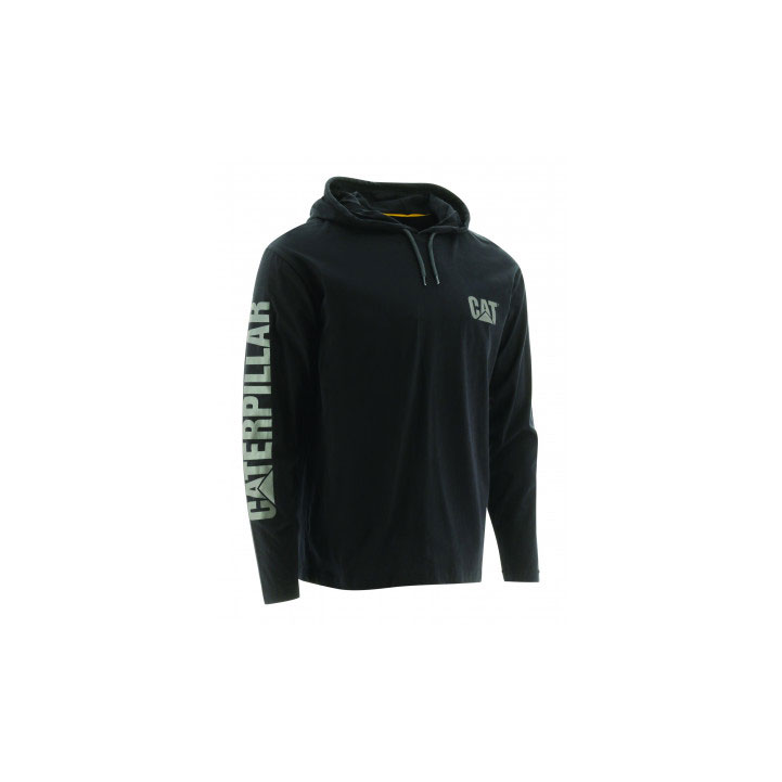 Caterpillar Upf Met Capuchon Banner Long Sleeve T-shirts Heren Zwart  Belgie |  RAYOQ-6013