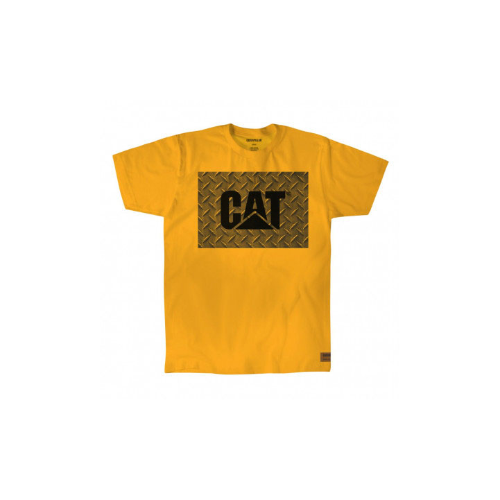 Caterpillar Werk Diamond Plate T-shirts Heren Geel  Belgie |  AHPSO-3480